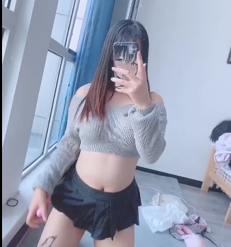 狍狍灰色毛衣连体渔网女仆服原版水印5V2.5G