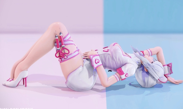 顶级MMD大神白衣天使+黑科技眼镜2部动画2.08G身材太辣了